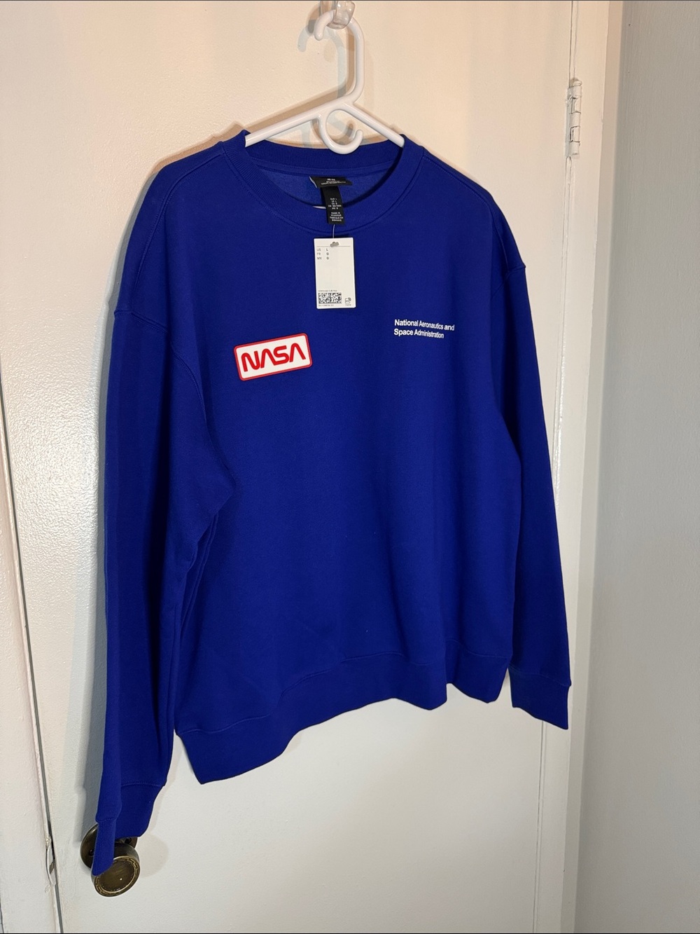 H&M Royal Blue NASA Relaxed Fit Crewneck Sweatshirt Men’s Large NWT